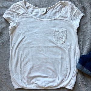 Next white fitted bottom shirt with crochet detail